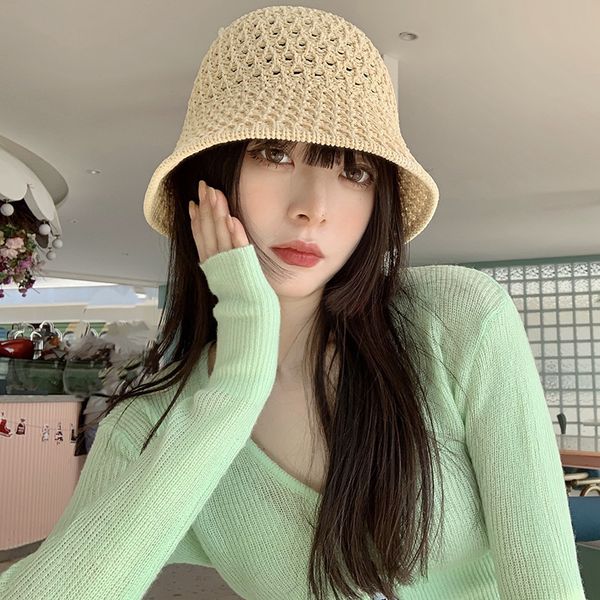 simple knitting fisherman's hat women's summer thin breathable hollow basin hat, Blue;gray
simple knitting fisherman's hat women's summer thin breathable hollow basin hat, Blue;gray