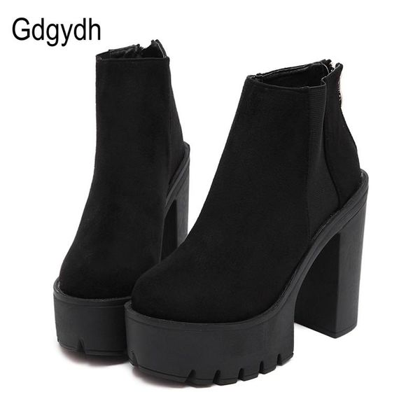 gdgydh fashion black ankle boots for women thick heels spring autumn flock platform shoes high zipper ladies
gdgydh fashion black ankle boots for women thick heels spring autumn flock platform shoes high zipper ladies