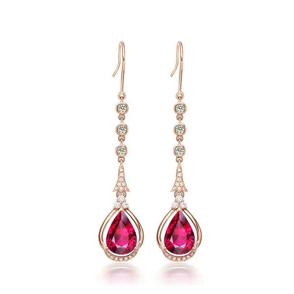dangle & chandelier quality trendy earring 925 silver jewelry water drop shape ruby zircon gemstone accessories earrings for women wedding