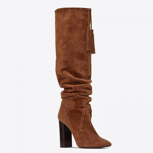 boots 2021 autumn knee high quare heel brown suede long fringe sheepskin heels shoes women botas mujer british style, Black
boots 2021 autumn knee high quare heel brown suede long fringe sheepskin heels shoes women botas mujer british style, Black