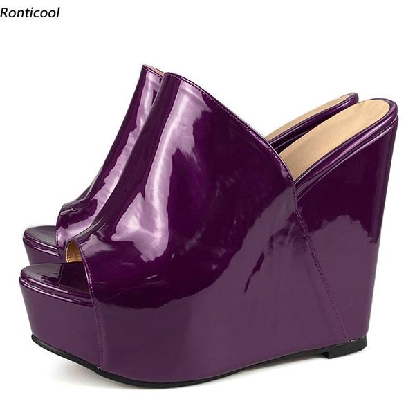 sandals ronticool women summer mules glossy wedges heel open toe gorgeous 8 colors party shoes us plus size 5-20, Black
sandals ronticool women summer mules glossy wedges heel open toe gorgeous 8 colors party shoes us plus size 5-20, Black