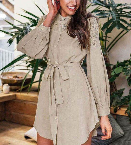 casual dresses women's elegant shirt dress lace up long sleeve belt buttons for autumn spring mini party vestidos female clothes, Black;gray
casual dresses women's elegant shirt dress lace up long sleeve belt buttons for autumn spring mini party vestidos female clothes, Black;gray