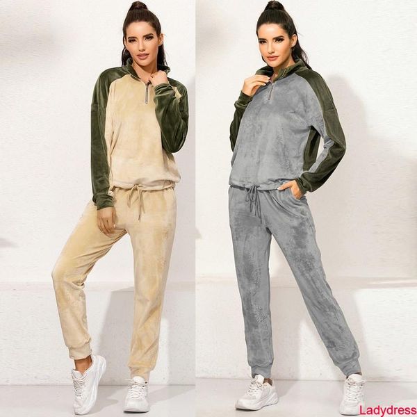 women's jumpsuits & rompers 2021 women velvet tracksuit 2 pieces set autumn winter stand collar patchwork long sleeve drawstring sweats, Black;white
women's jumpsuits & rompers 2021 women velvet tracksuit 2 pieces set autumn winter stand collar patchwork long sleeve drawstring sweats, Black;white