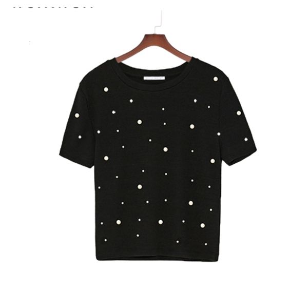 women's t-shirt summer pearls beaded t -shirt women cotton loose casual black short sleeve polyester o -neck tee shirt ge1, White
women's t-shirt summer pearls beaded t -shirt women cotton loose casual black short sleeve polyester o -neck tee shirt ge1, White