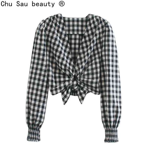 fashion vintage v-neck short bow decoration grid long-sleeved slim shirts crop women blouses camisas de mujer 210508, White
fashion vintage v-neck short bow decoration grid long-sleeved slim shirts crop women blouses camisas de mujer 210508, White