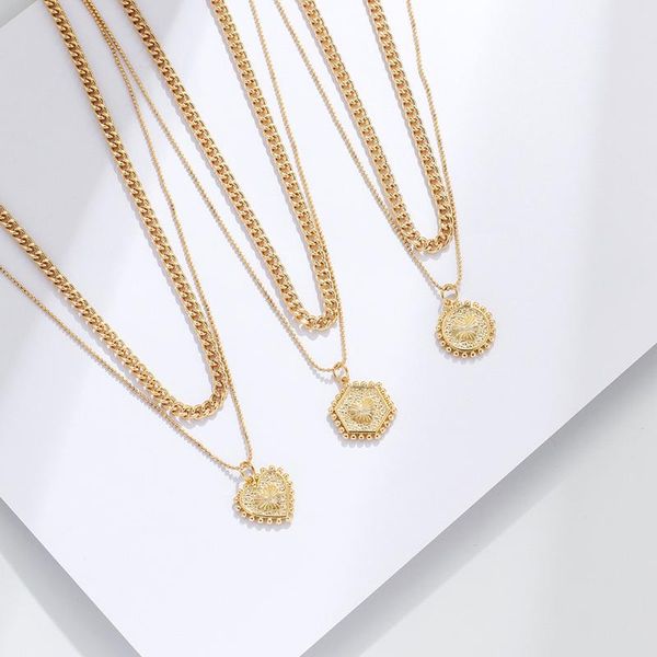 double layered love heart necklace gold chunky thick chain hexagon circle geometric pendant necklaces for women jewelry 2021, Silver
double layered love heart necklace gold chunky thick chain hexagon circle geometric pendant necklaces for women jewelry 2021, Silver