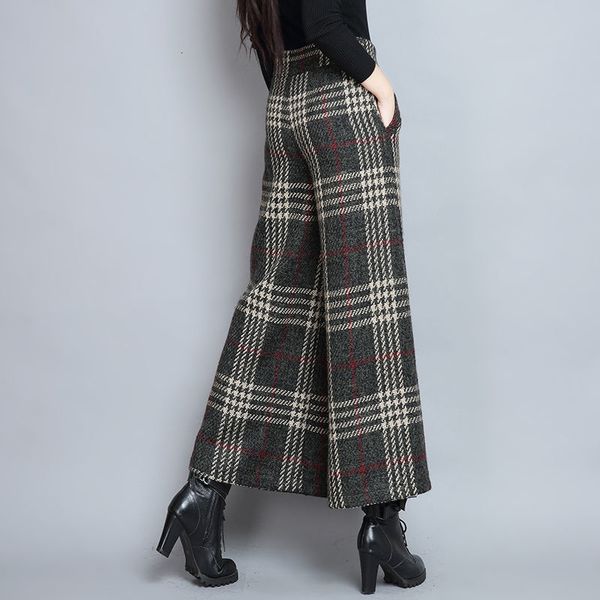 women's pants & s fashion plaid woolen wide leg - autumn winter thick trousers bell bottom dxnl, Black;white
women's pants & s fashion plaid woolen wide leg - autumn winter thick trousers bell bottom dxnl, Black;white