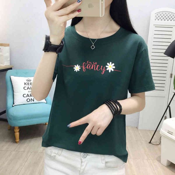 women's t-shirt new summer female floral print t women korean clothes cotton womens short sleeve casual tee femme a90i, White
women's t-shirt new summer female floral print t women korean clothes cotton womens short sleeve casual tee femme a90i, White