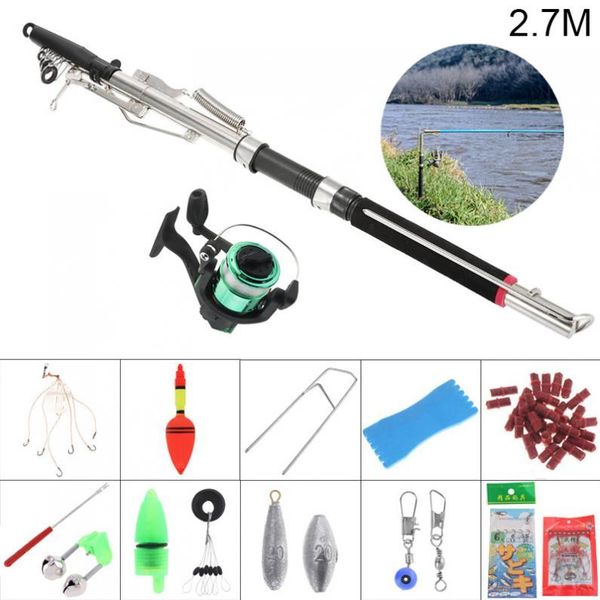 2.7m automatic fishing rod reel line combo full kits with carp lures float hooks beads bell lead weight boat rods
2.7m automatic fishing rod reel line combo full kits with carp lures float hooks beads bell lead weight boat rods