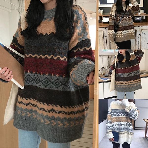 women's sweaters vintage women pullover winter striped jumpers korean style sweater knitwear casual loose pull femme, White;black
women's sweaters vintage women pullover winter striped jumpers korean style sweater knitwear casual loose pull femme, White;black