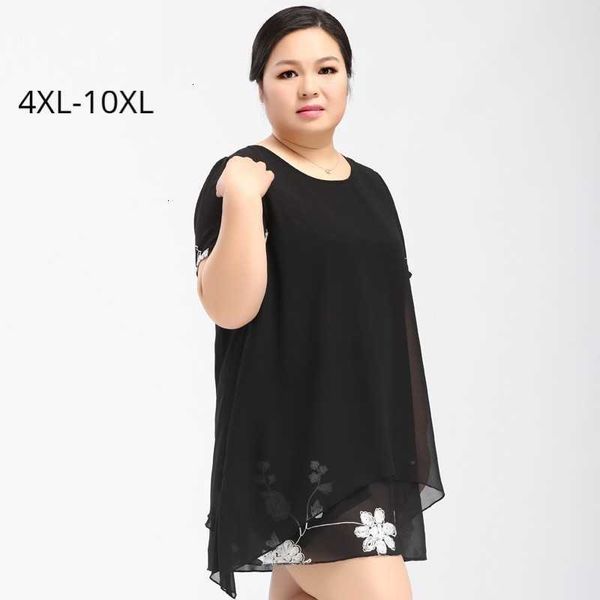 women's polos polo plus size 10xl 8xl 6xl 4xl women short sleeves summer tshirt female black chiffon embroidery long tee loose shirts, White