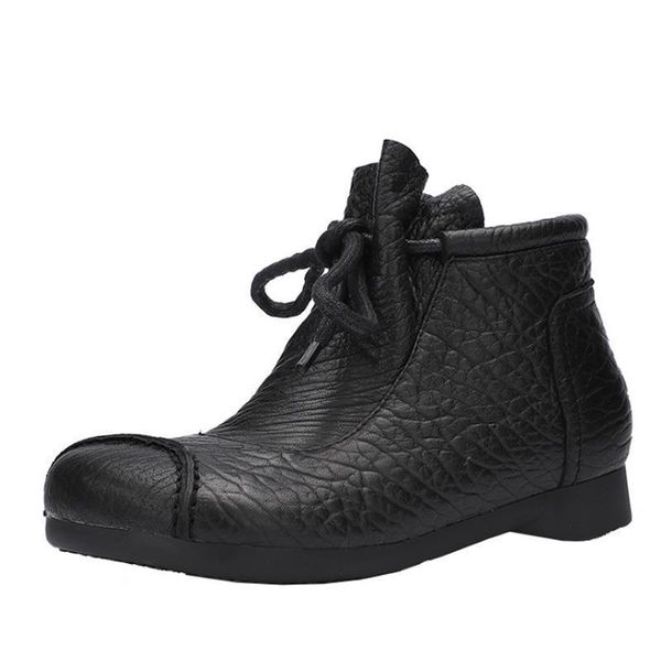 autumn and winter leather women's short boots full soft sole shoes square toe lace-up, Black
autumn and winter leather women's short boots full soft sole shoes square toe lace-up, Black