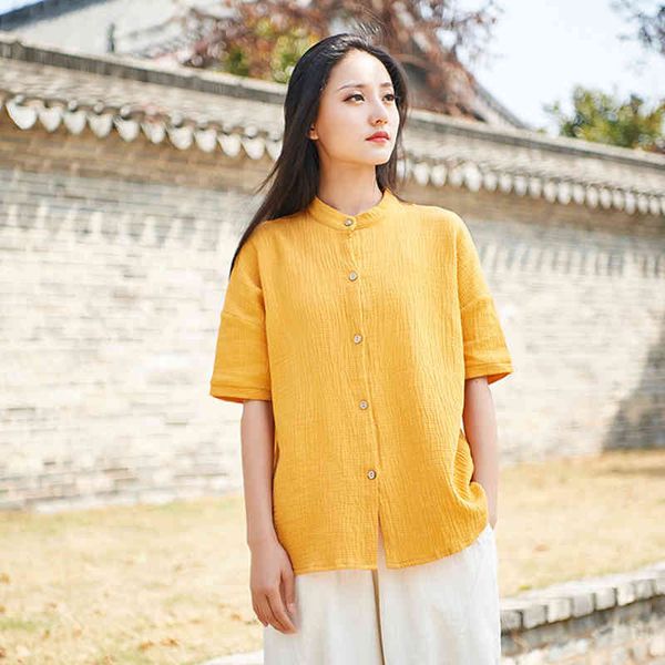 johnature style casual cotton shirts solid color linen women blouse summer comfortable women short-sleeved women blouse 210521, White
johnature style casual cotton shirts solid color linen women blouse summer comfortable women short-sleeved women blouse 210521, White