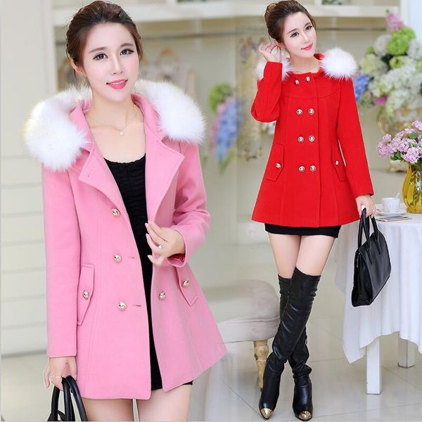 women's wool & blends women winter woolen coat 2021 jacket long slim thickening warm big fur collar coats female outerwear red, Black
women's wool & blends women winter woolen coat 2021 jacket long slim thickening warm big fur collar coats female outerwear red, Black
