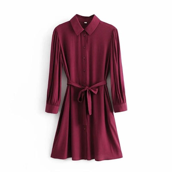 women dress shirt-style wine red belted long sleeves elegant lady short vestidos femme robe casual dresses, Black;gray
women dress shirt-style wine red belted long sleeves elegant lady short vestidos femme robe casual dresses, Black;gray