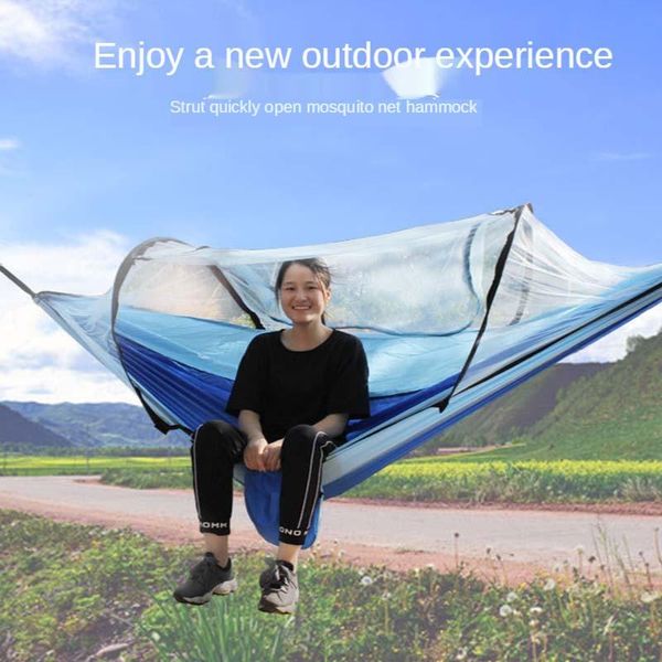 automatic quick opening hammock with mosquito net camping pole not easy to deform super elastic single double nylon camp furniture
automatic quick opening hammock with mosquito net camping pole not easy to deform super elastic single double nylon camp furniture