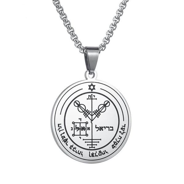 pendant necklaces silver color key of solomon men's necklace round stainless steel seals the seven archangels woman men jewelry
pendant necklaces silver color key of solomon men's necklace round stainless steel seals the seven archangels woman men jewelry