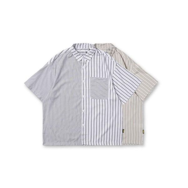 men's japan korea style clothing spring summer loose stripe splice short sleeve casual shirt streetwear hip hop couple shirts, White;black
men's japan korea style clothing spring summer loose stripe splice short sleeve casual shirt streetwear hip hop couple shirts, White;black