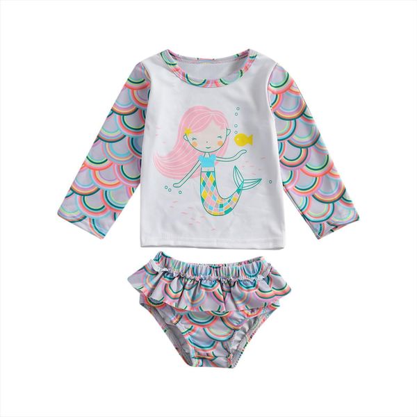 0 4y baby summer swimwear two pieces mermaid scale printed o neck long sleeves ruffle elastic waist shorts swimsuit, White
0 4y baby summer swimwear two pieces mermaid scale printed o neck long sleeves ruffle elastic waist shorts swimsuit, White