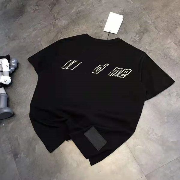 high version 2021 spring summer new fashion front back drilling big pearl letters casual loose simple comfortable men's and women', White
high version 2021 spring summer new fashion front back drilling big pearl letters casual loose simple comfortable men's and women', White