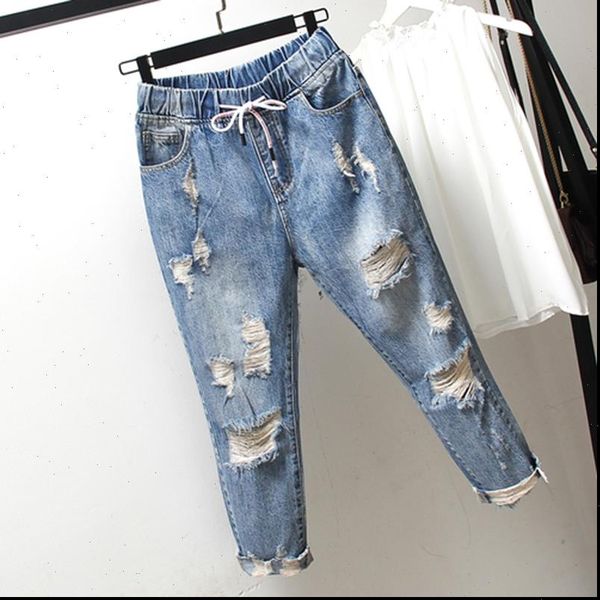 summer korea fashion ripped womens jean plus size elastic waist vintage loose blue casual denim harem pants s510
summer korea fashion ripped womens jean plus size elastic waist vintage loose blue casual denim harem pants s510