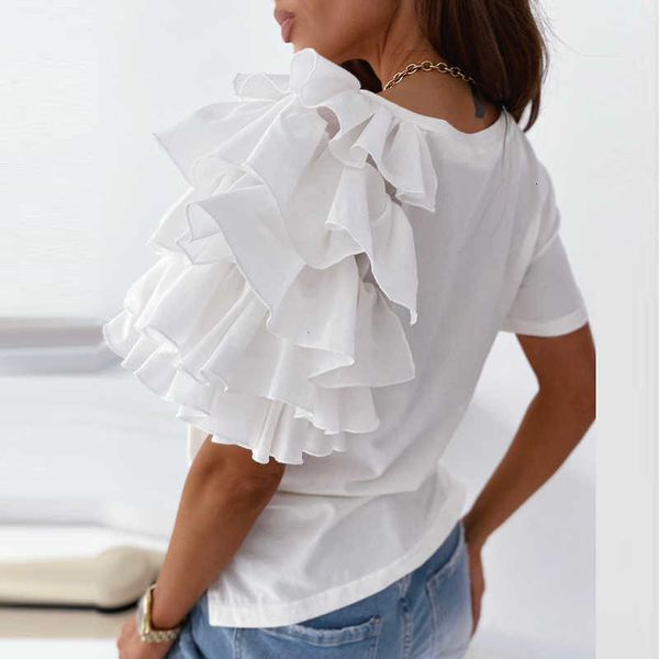 women's blouses & shirts casual o neck solid blouse summer short sleeve women blusa lady fashion layered ruffle pul kbqf, White
women's blouses & shirts casual o neck solid blouse summer short sleeve women blusa lady fashion layered ruffle pul kbqf, White