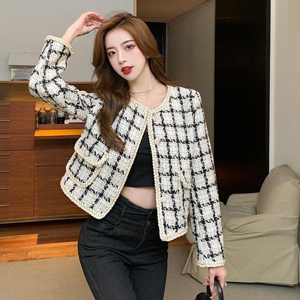 women's jackets autumn winter retro ladies tweed short jacket single-breasted checkered long-sleeved coat, Black;brown
women's jackets autumn winter retro ladies tweed short jacket single-breasted checkered long-sleeved coat, Black;brown