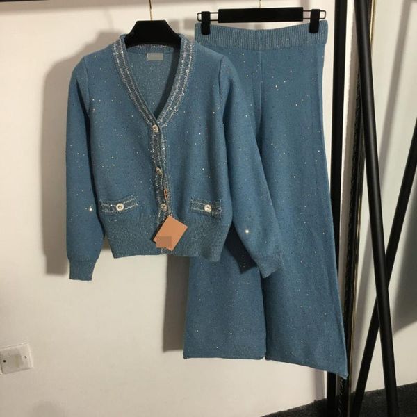 women's pants & capris 2021 knitted suit silver bright silk single breasted long sleeved cardigan + high waist and wide leg set, Black;white
women's pants & capris 2021 knitted suit silver bright silk single breasted long sleeved cardigan + high waist and wide leg set, Black;white