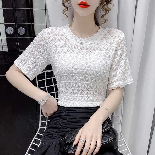 loose round neck hollow lace mesh korean version of women's summer slim t-shirt 210706, White
loose round neck hollow lace mesh korean version of women's summer slim t-shirt 210706, White