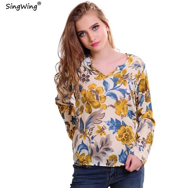 women's blouses & shirts singwing women blouse flowers loose type chiffon shirt long sleeve v-neck lady floral top, White
women's blouses & shirts singwing women blouse flowers loose type chiffon shirt long sleeve v-neck lady floral top, White