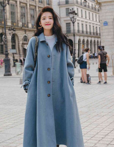 autumn and winter 2021 woolen overcoat women's over knee temperament small medium long sleeved loose thickened, Black
autumn and winter 2021 woolen overcoat women's over knee temperament small medium long sleeved loose thickened, Black