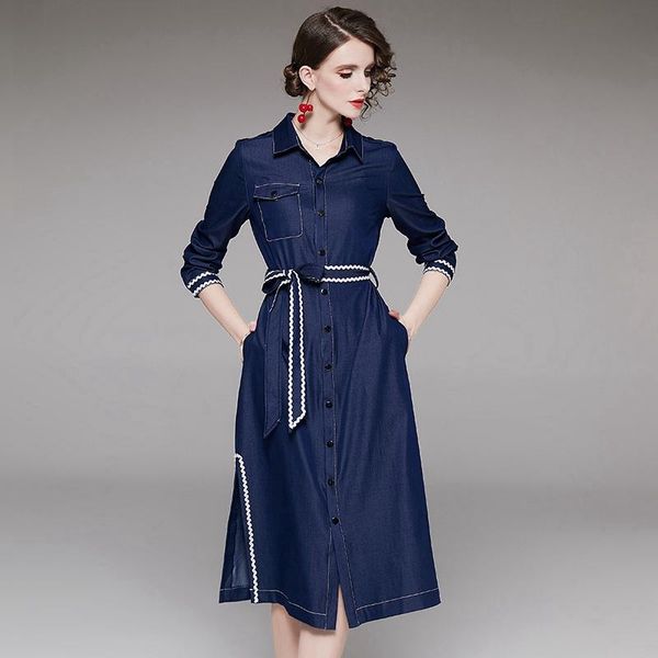 women autumn vintage denim pencil dress fashion long elegant office party robe femme designer blue vestidos casual dresses, Black;gray
women autumn vintage denim pencil dress fashion long elegant office party robe femme designer blue vestidos casual dresses, Black;gray