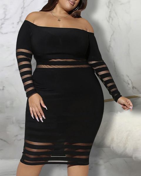 spring autumn women's solid plus size bodycon dress new femme plain off shoulder long sleeve sheer mesh midi dress 210415, Black;gray
spring autumn women's solid plus size bodycon dress new femme plain off shoulder long sleeve sheer mesh midi dress 210415, Black;gray