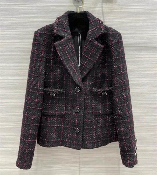 women's wool & blends european and american wear autumn 2022 long sleeve lapel single breasted fashion plaid tweed coat with fine butto, Black
women's wool & blends european and american wear autumn 2022 long sleeve lapel single breasted fashion plaid tweed coat with fine butto, Black