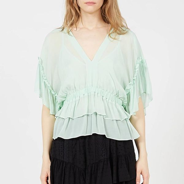 women's blouses & shirts ruffles solid thin blouse woman summer half flare sleeve v neck simple casual vintage elegant femme chemise 2, White 
women's blouses & shirts ruffles solid thin blouse woman summer half flare sleeve v neck simple casual vintage elegant femme chemise 2, White