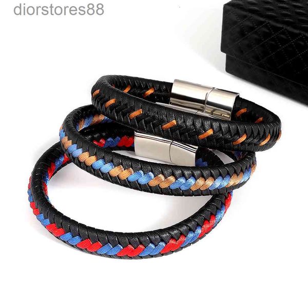 bangles bracelet popular stainless steel men's and women's mixed color leather simple fashion titanium rope, Black
bangles bracelet popular stainless steel men's and women's mixed color leather simple fashion titanium rope, Black