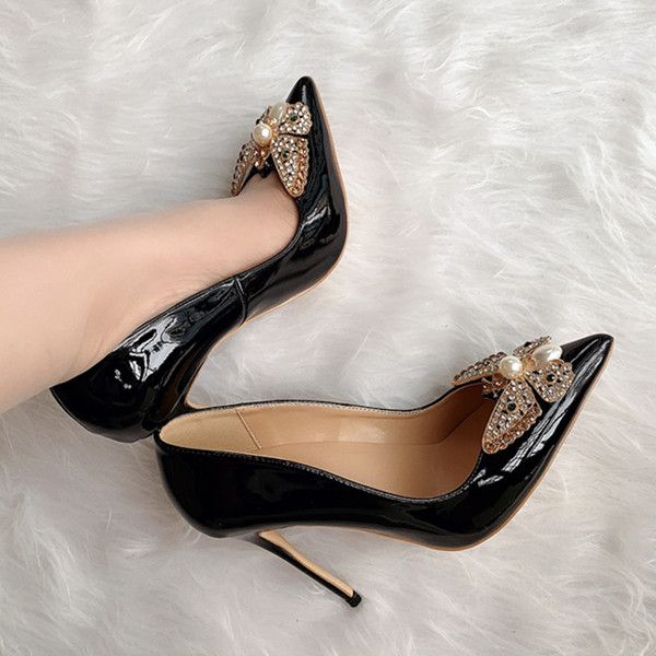 rhinestone pointed toe ladies ol fashion slip-on woman dress shoes 8cm 10cm 12cm high heels party bowtie women pumps big size 45, Black
rhinestone pointed toe ladies ol fashion slip-on woman dress shoes 8cm 10cm 12cm high heels party bowtie women pumps big size 45, Black