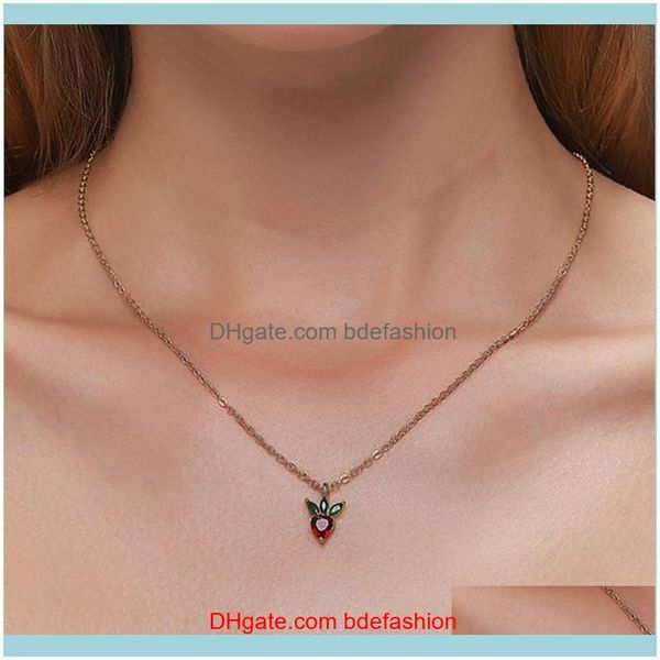 necklaces & pendants jewelrywomen fashion red crystal stberry pendant for women ladies simple rhinestone clavicle necklace jewelry drop deli, Silver