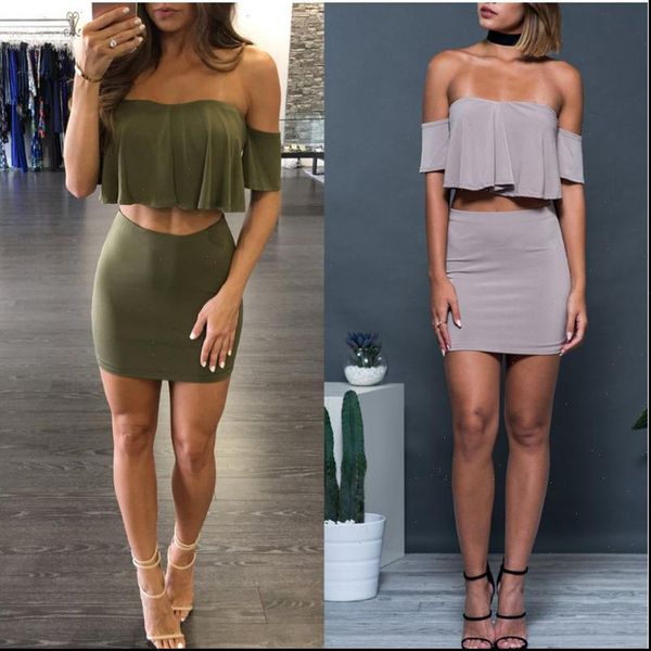 plus size s 5xl womens tracksuits 2 piece set solid short sleeve ruffles strapless and skirt elegant clothing suit, Gray
plus size s 5xl womens tracksuits 2 piece set solid short sleeve ruffles strapless and skirt elegant clothing suit, Gray