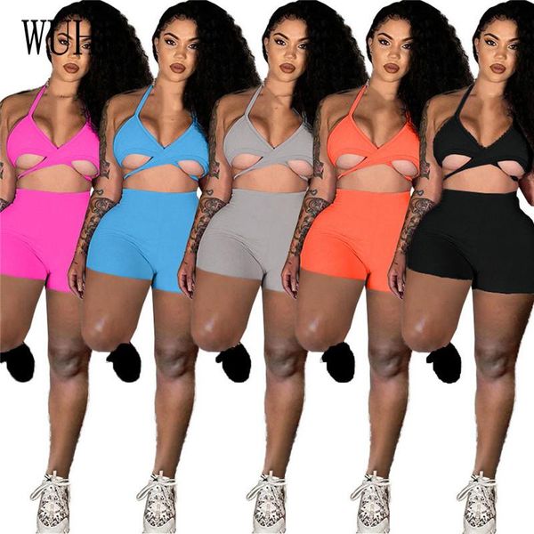 tracksuits casual two piece suits off shoulder halter sleeveless tanks tight short pants joggers sports fitness sets women's, Gray
tracksuits casual two piece suits off shoulder halter sleeveless tanks tight short pants joggers sports fitness sets women's, Gray