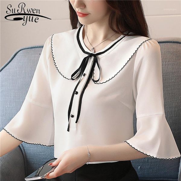 women's blouses & shirts 2021 summer flare-sleeved women blouse shirt bow sweet casual clothing solid white female 0218 40
women's blouses & shirts 2021 summer flare-sleeved women blouse shirt bow sweet casual clothing solid white female 0218 40