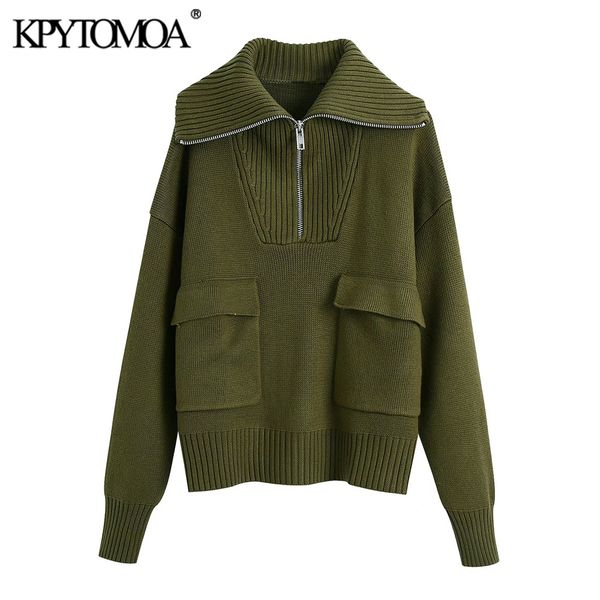 kpytomoa women 2021 fashion with poets zip-up loose knitted sweater vintage high ne long sleeve female pullovers chic, Black
kpytomoa women 2021 fashion with poets zip-up loose knitted sweater vintage high ne long sleeve female pullovers chic, Black