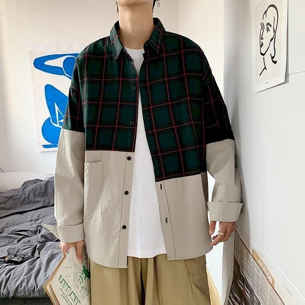 men's casual shirts cargo plaid stitching long-sleeved shirt male spring autumn drape niche high street harajuku korean chic men clothi, White;black
men's casual shirts cargo plaid stitching long-sleeved shirt male spring autumn drape niche high street harajuku korean chic men clothi, White;black