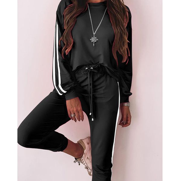 pants ladies casual sportswear long sleeve o neck striped drawstring waist solid trousers autumn fashion street style sets, White
pants ladies casual sportswear long sleeve o neck striped drawstring waist solid trousers autumn fashion street style sets, White