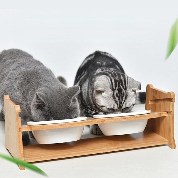 pet cat raised bowl for cats and small dog adjustable elevated bamboo stand water drinker with 2 ceramic bowls & feeders
pet cat raised bowl for cats and small dog adjustable elevated bamboo stand water drinker with 2 ceramic bowls & feeders