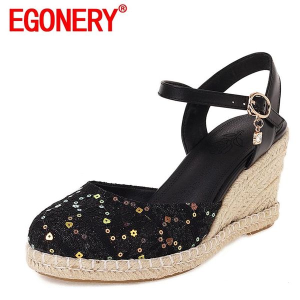 sandals egonery women summer style fashion slope heel sparkling round toe concise ventilation comfortable mature soft, Black
sandals egonery women summer style fashion slope heel sparkling round toe concise ventilation comfortable mature soft, Black