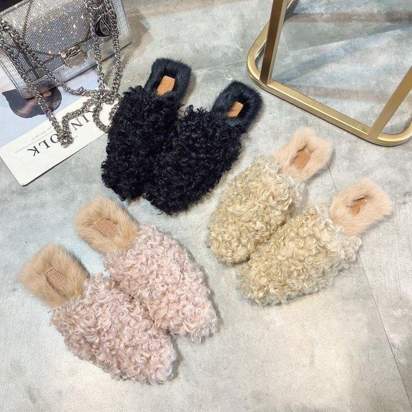 slippers solid fashion closed toe concise fluffy fur women flat with low casual ladies slides faux outside winter shoes, Black
slippers solid fashion closed toe concise fluffy fur women flat with low casual ladies slides faux outside winter shoes, Black