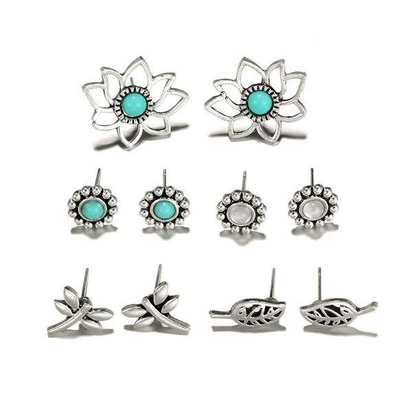 stud 5 pairs/set lotus flower boho green bead earrings women butterfly leaf vintage ethnic silver earring set 2021, Golden;silver
stud 5 pairs/set lotus flower boho green bead earrings women butterfly leaf vintage ethnic silver earring set 2021, Golden;silver