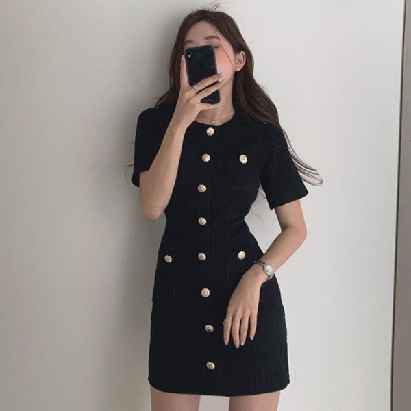 chic light mature style slim fit small hip wrap knit, White;black
