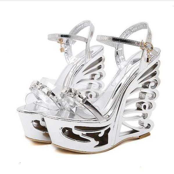 size 34 to 41 trendy designer high heels sandals black gold hollow out strange heel platform wee shoes 15cm
size 34 to 41 trendy designer high heels sandals black gold hollow out strange heel platform wee shoes 15cm